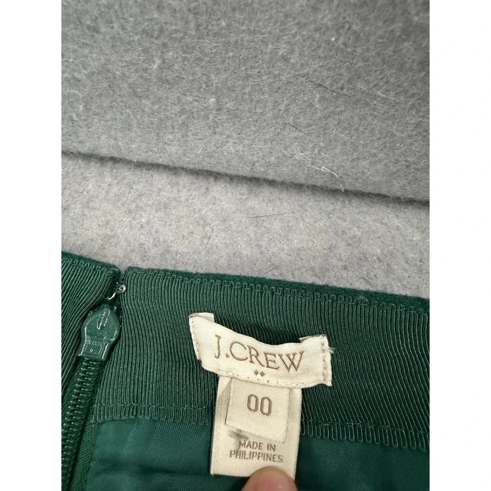 J. Crew Shirttail Mini Skirt Womens 00 Green Wool Blend Dark Academia Mod B0358